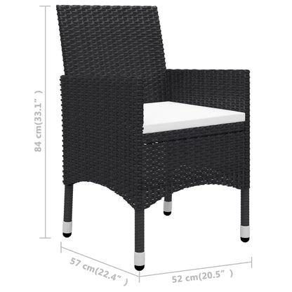 Set Bistrot da Giardino 3 pz Polyrattan e Legno Massello Nero - homemem39
