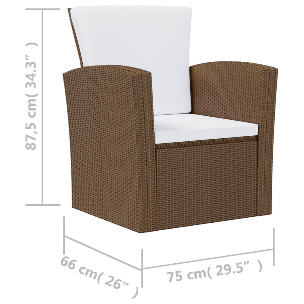 Set Divani da Giardino 8 pz con Cuscini in Polyrattan Marrone