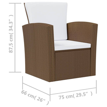 Set Divani da Giardino 8 pz con Cuscini in Polyrattan Marrone