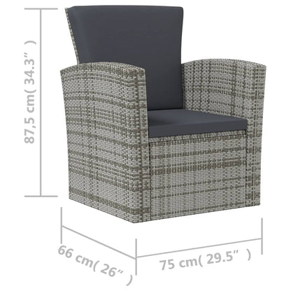 8-piece Garden Sofa Set with Gray Polyrattan Cushions