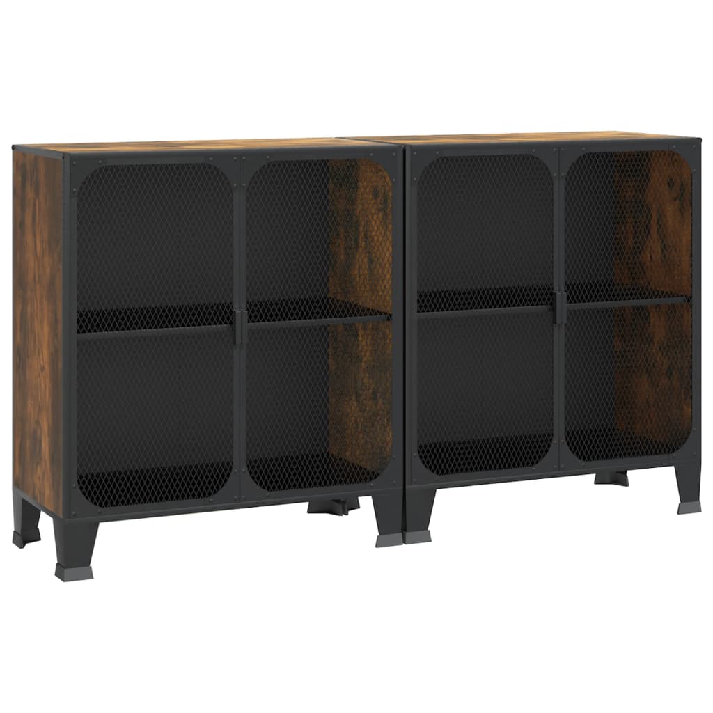 Armadietti 2 pz Marrone Rustico 72x36x82 cm Metallo e MDF | homemem39