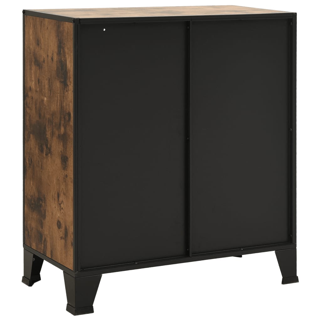 Armadietti 2 pz Marrone Rustico 72x36x82 cm Metallo e MDF | homemem39