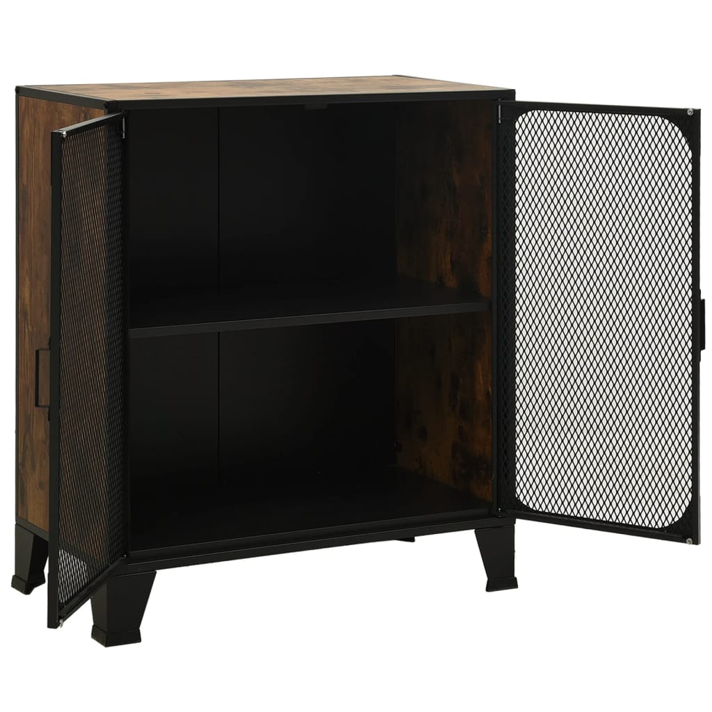 Armadietti 2 pz Marrone Rustico 72x36x82 cm Metallo e MDF | homemem39