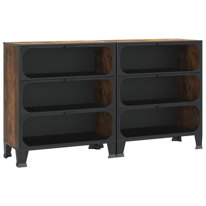 Armadietti 2 pz Marrone Rustico 72x36x82 cm Metallo e MDF - homemem39