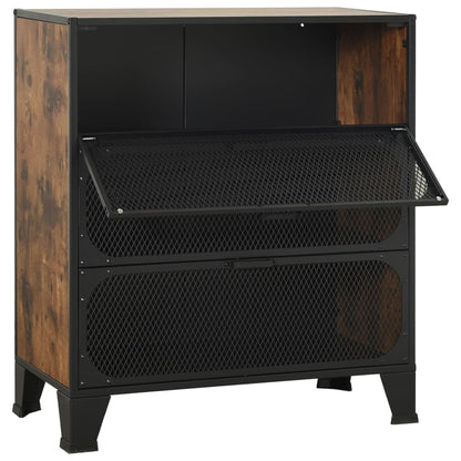 Armadietti 2 pz Marrone Rustico 72x36x82 cm Metallo e MDF - homemem39