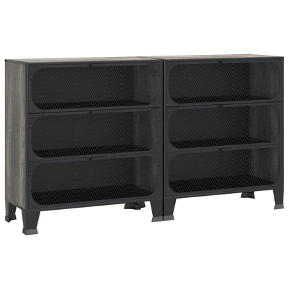 Armadi Portaoggetti 2 pz Grigi 72x36x82 cm Metallo e MDF - homemem39