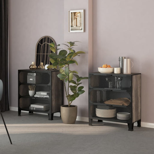 Armadi Portaoggetti 2 pz Grigi 72x36x82 cm Metallo e MDF - homemem39