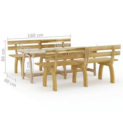 Set da Pranzo da Giardino 3 pz in Legno di Pino Impregnato - homemem39