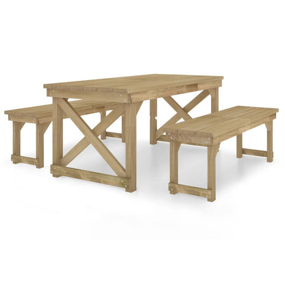 Set da Pranzo per Giardino 3 pz in Legno di Pino Impregnato | homemem39