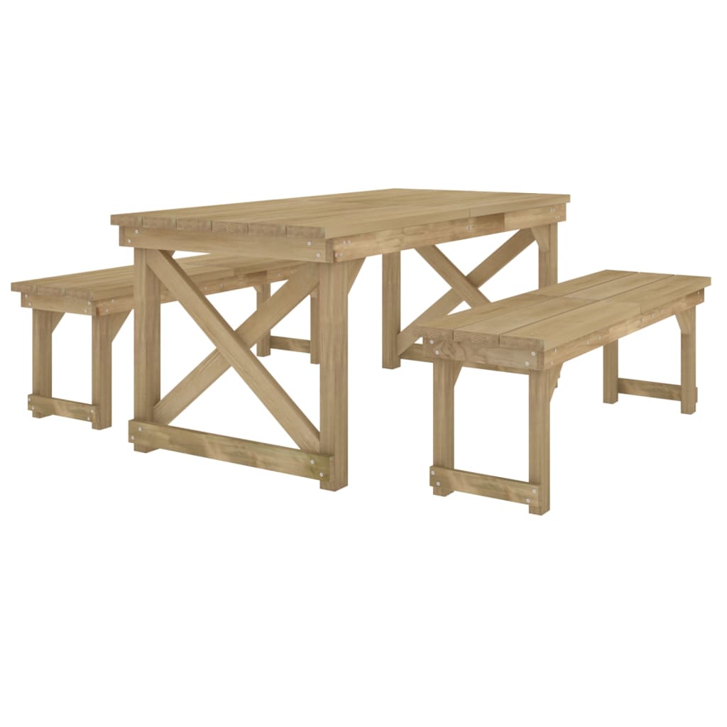Set da Pranzo per Giardino 3 pz in Legno di Pino Impregnato | homemem39