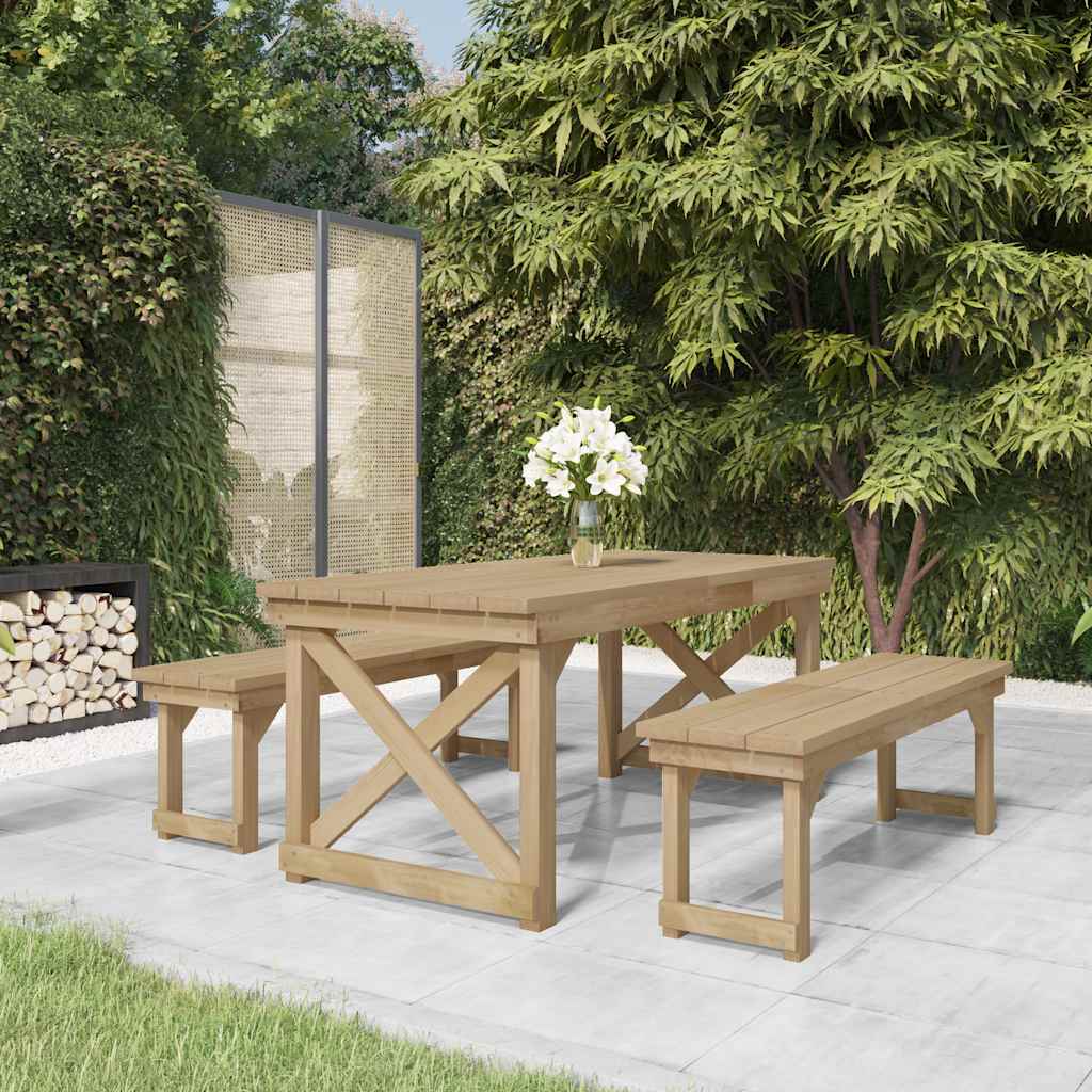 Set da Pranzo per Giardino 3 pz in Legno di Pino Impregnato | homemem39