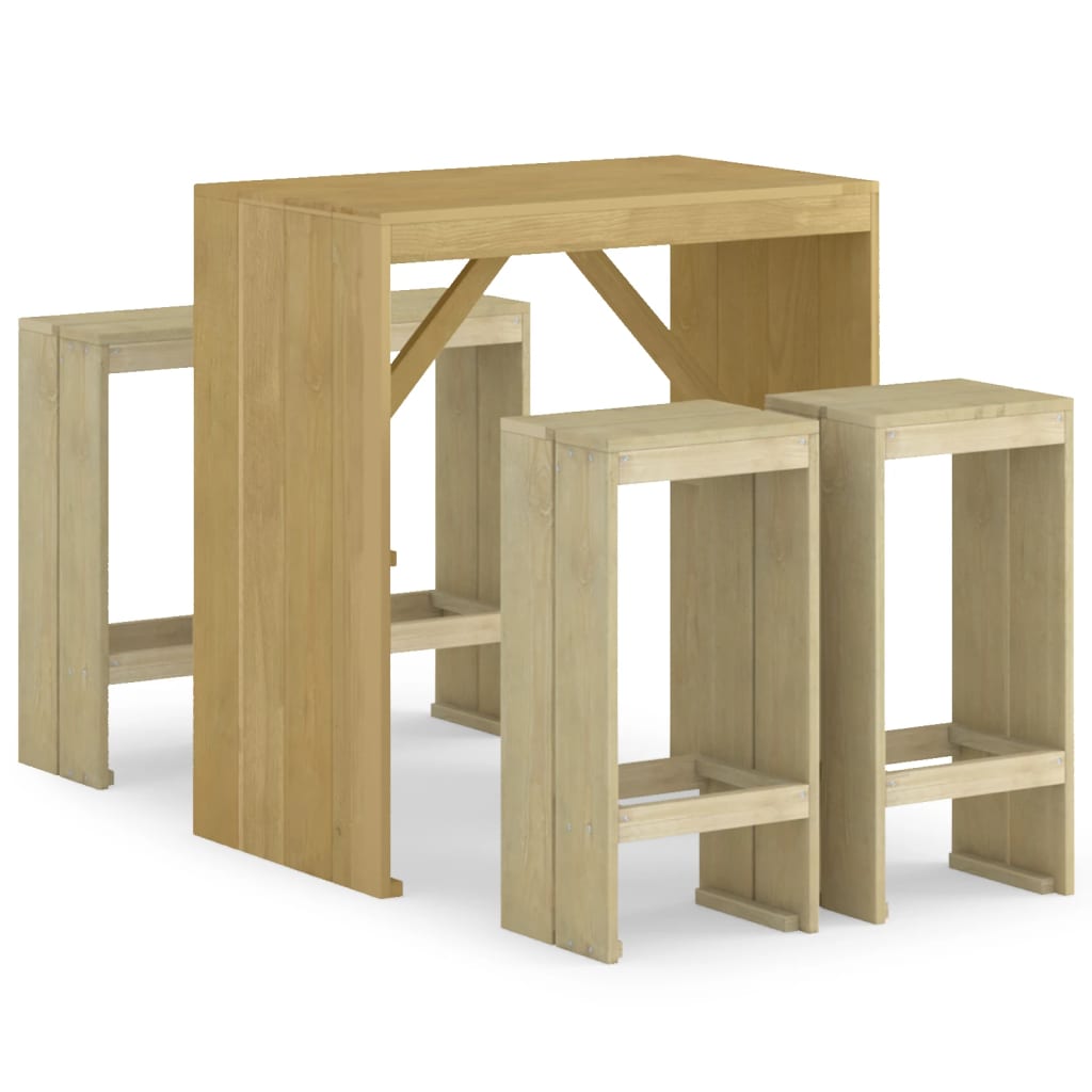 Set Bistrò da Giardino 5 pz in Legno di Pino Impregnato | homemem39
