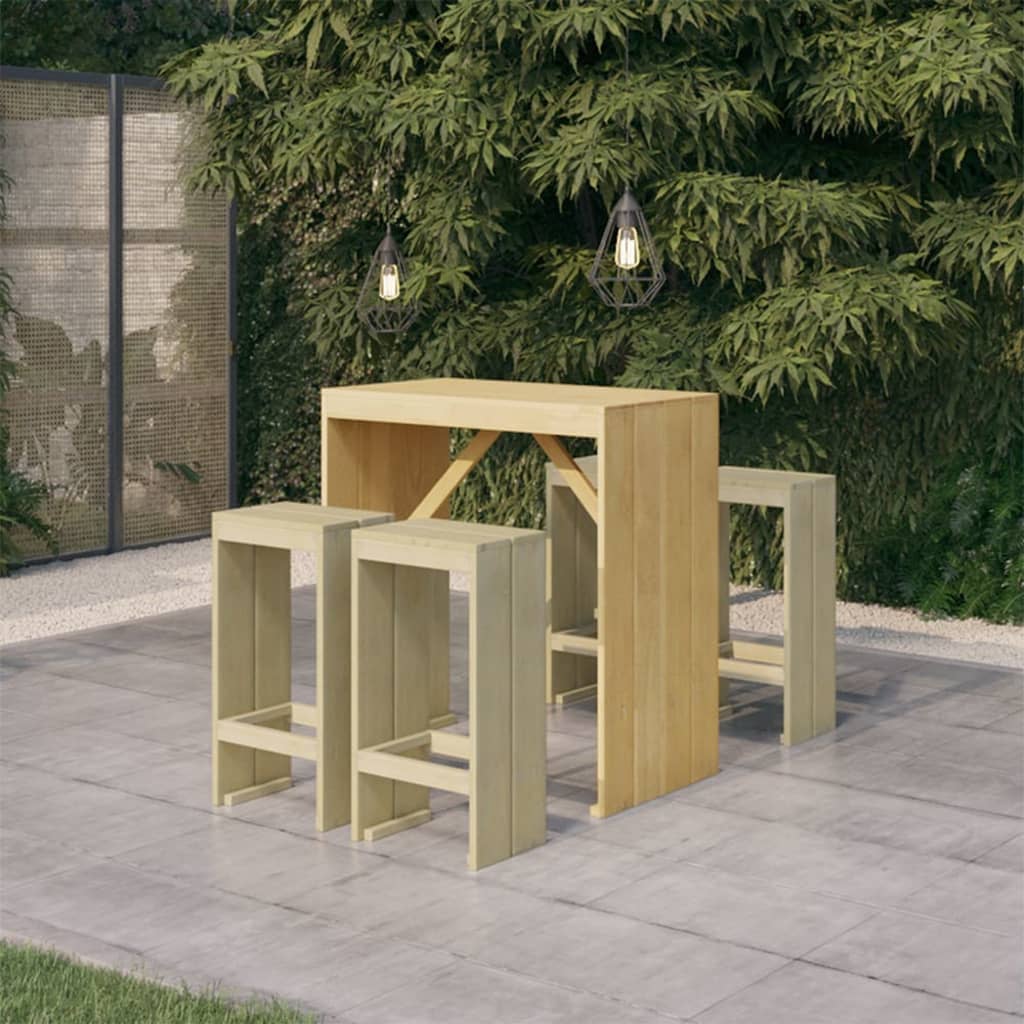 Set Bistrò da Giardino 5 pz in Legno di Pino Impregnato | homemem39