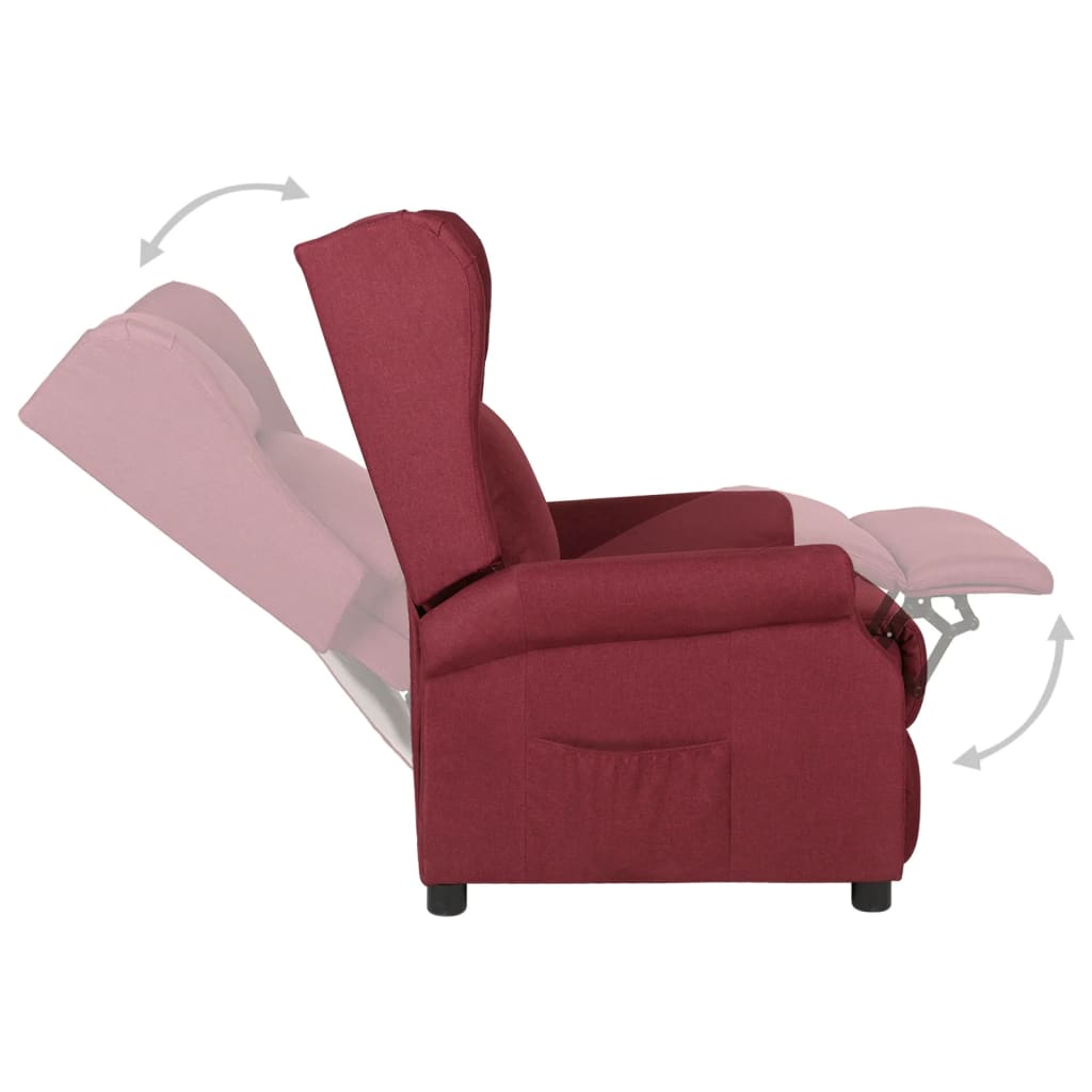 Poltrona Reclinabile in Tessuto Rosso Vino - homemem39