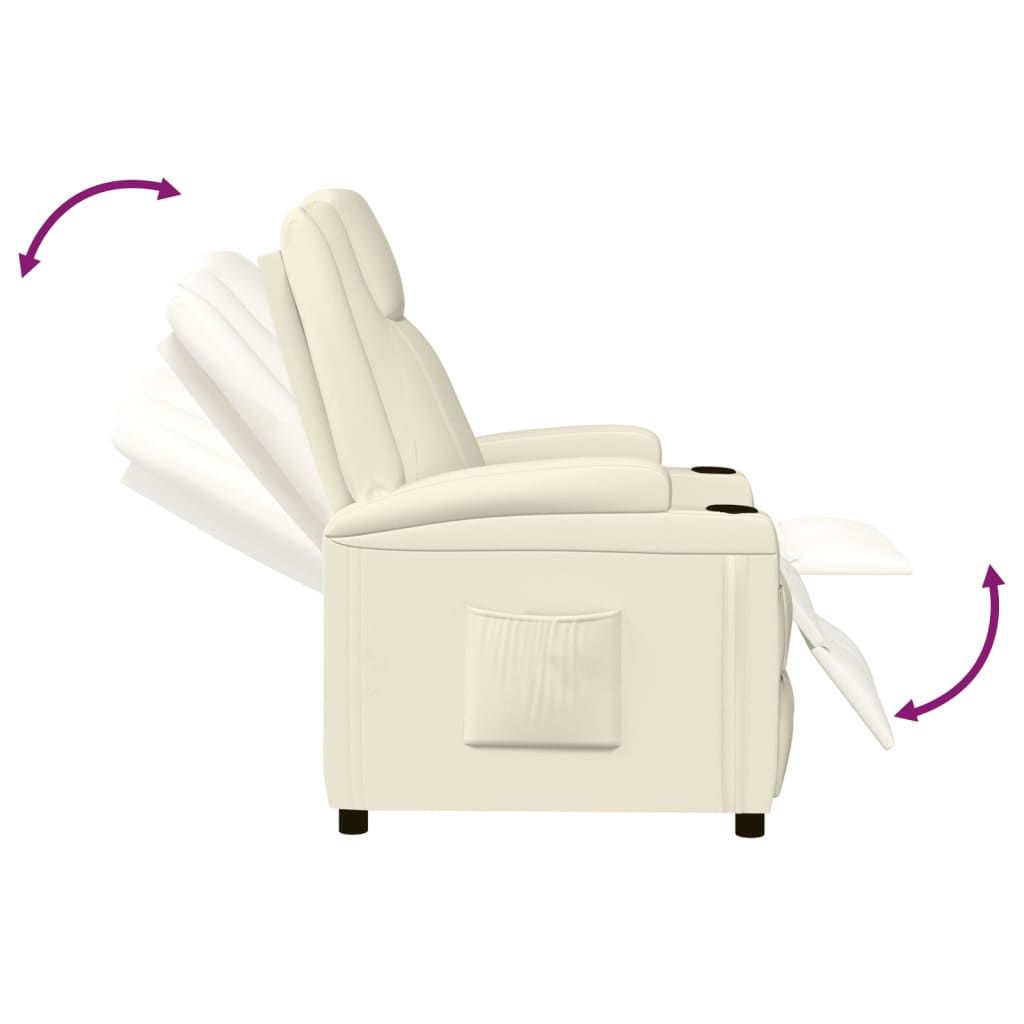 Poltrona Reclinabile Bianco Crema in Similpelle - homemem39