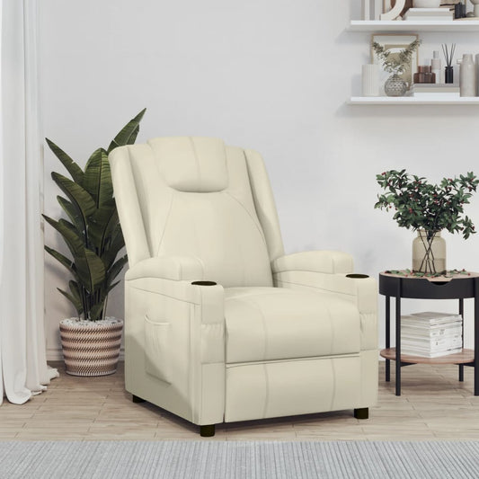 Poltrona Reclinabile Bianco Crema in Similpelle - homemem39