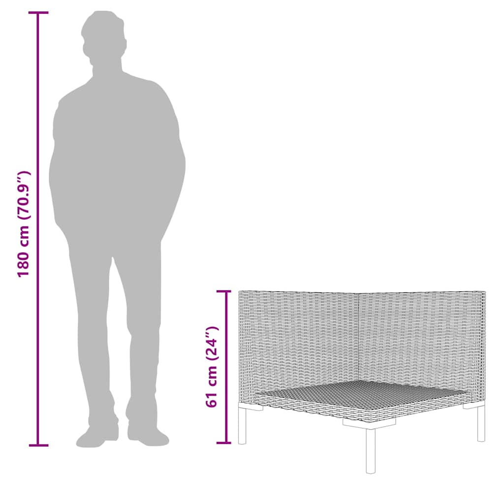 Divano da Giardino con Cuscini in Polyrattan Mezzo Tondo