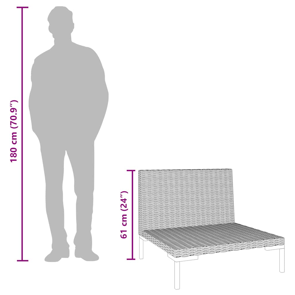 Divani da Giardino 2pz con Cuscini in Polyrattan Mezzo Tondo