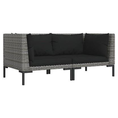 Divani da Giardino 2pz con Cuscini in Polyrattan Mezzo Tondo | homemem39
