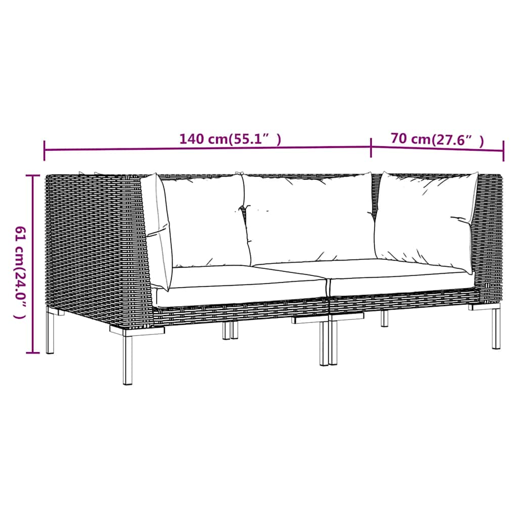 Divani da Giardino 2pz con Cuscini in Polyrattan Mezzo Tondo | homemem39