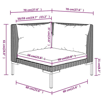 Divani da Giardino 2pz con Cuscini in Polyrattan Mezzo Tondo