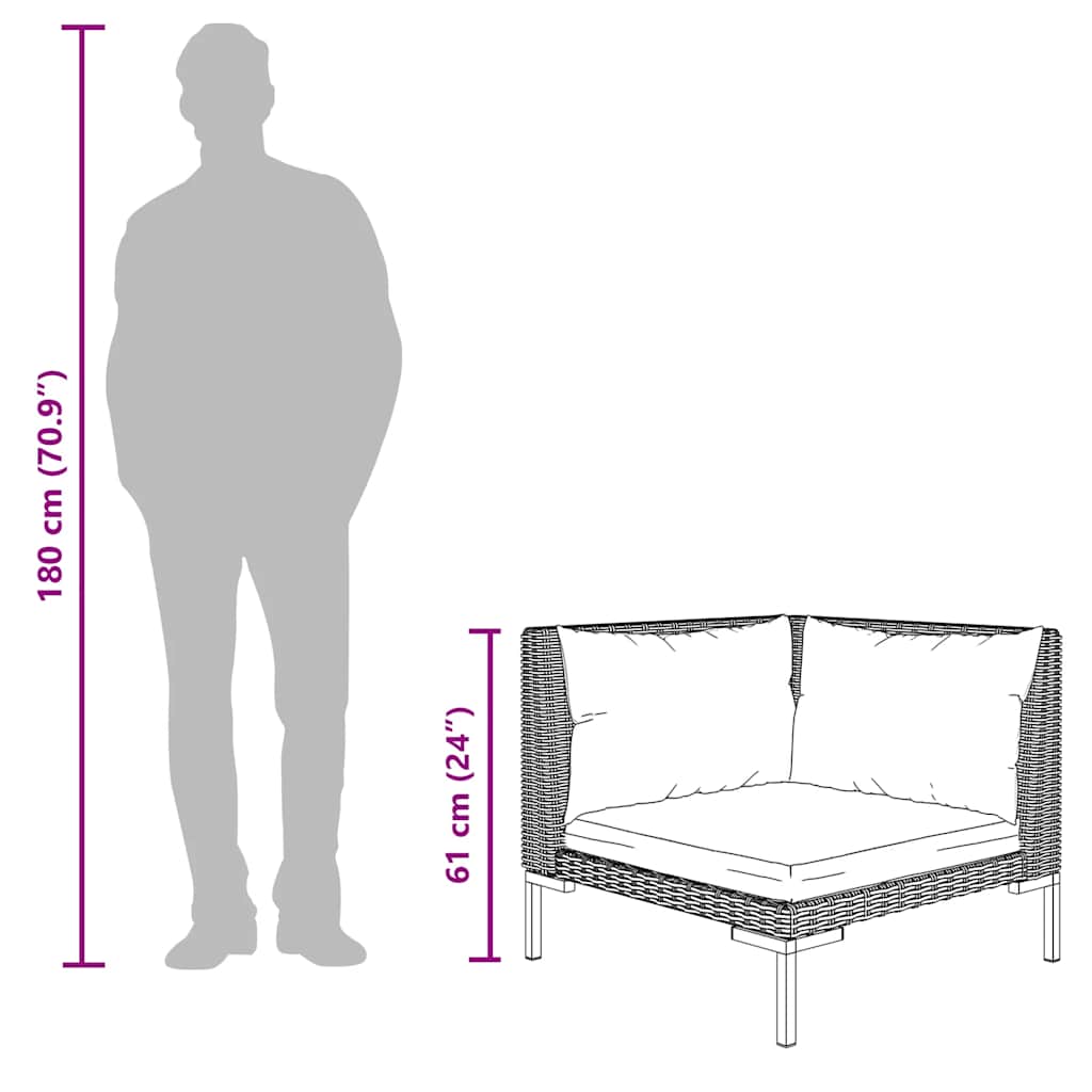 Divani da Giardino 2pz con Cuscini in Polyrattan Mezzo Tondo | homemem39
