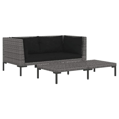 Set Divani da Giardino 3 pz Grigio Scuro Polyrattan Mezzo Tondo | homemem39