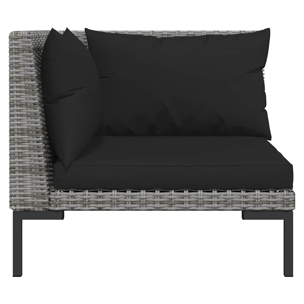 Set Divani da Giardino 3 pz Grigio Scuro Polyrattan Mezzo Tondo | homemem39