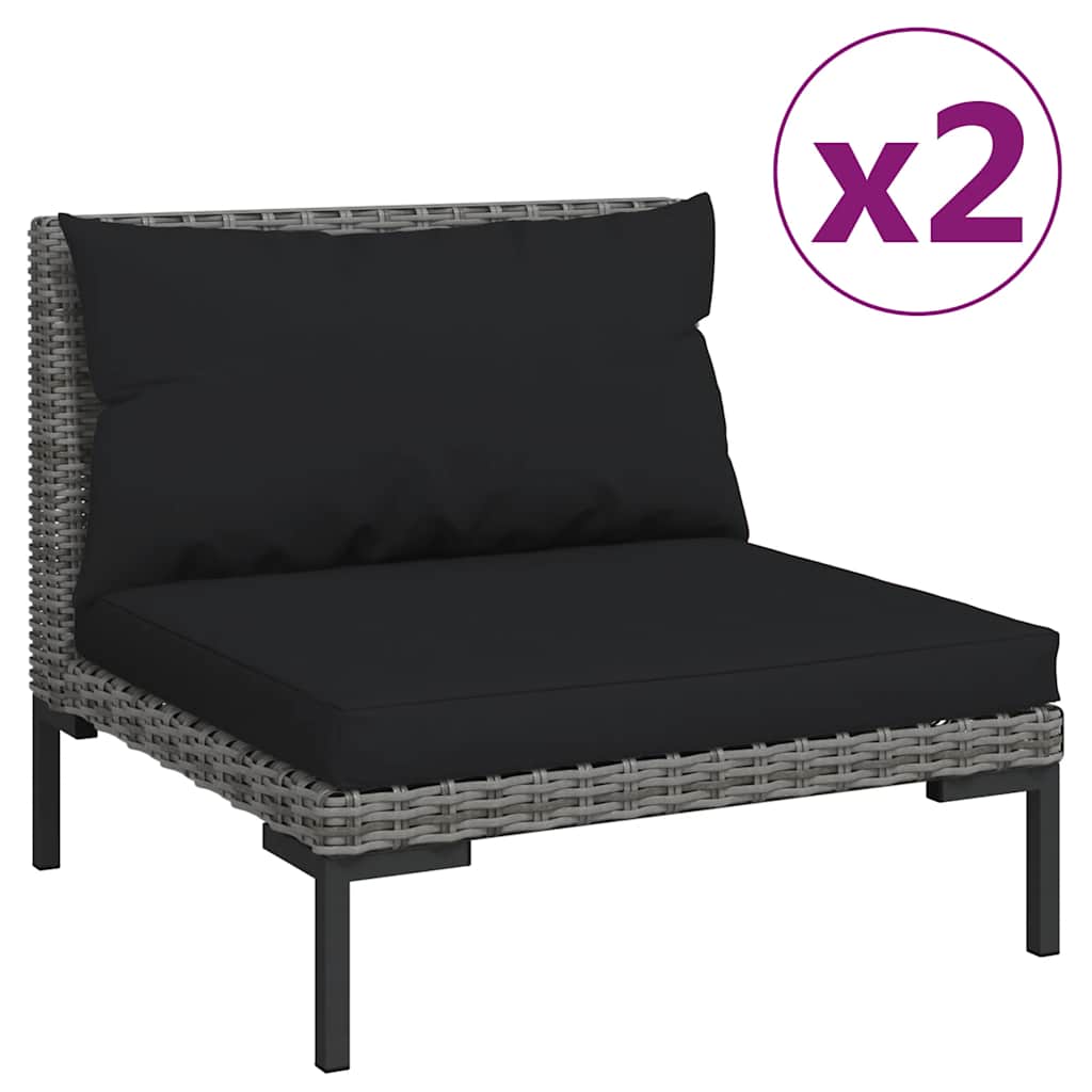 Set Divani da Giardino 3 pz Grigio Scuro Polyrattan Mezzo Tondo | homemem39