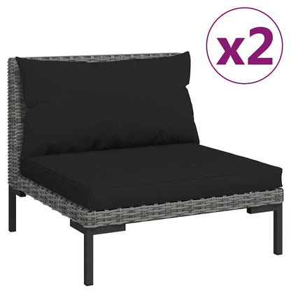 Set Divani da Giardino 3 pz Grigio Scuro Polyrattan Mezzo Tondo | homemem39