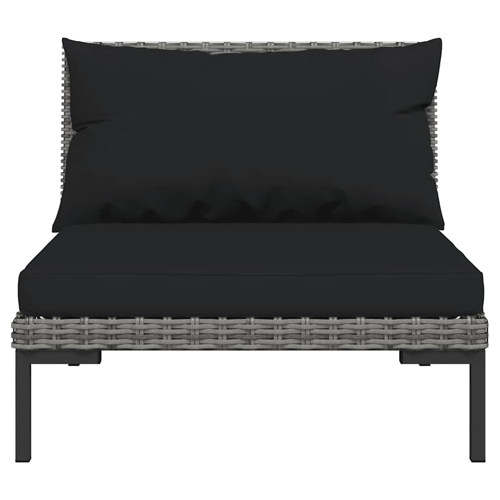 Set Divani da Giardino 3 pz Grigio Scuro Polyrattan Mezzo Tondo | homemem39