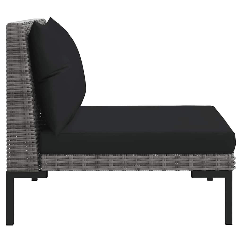 Set Divani da Giardino 3 pz Grigio Scuro Polyrattan Mezzo Tondo | homemem39
