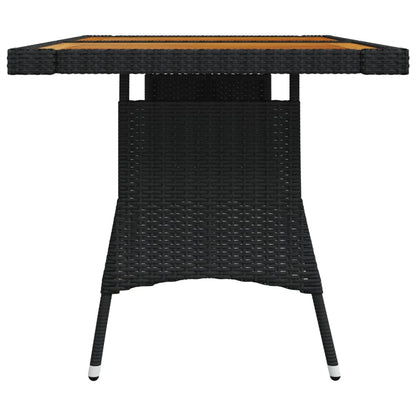 Tavolo Giardino Nero 130x70x72cm Polyrattan e Massello d'Acacia