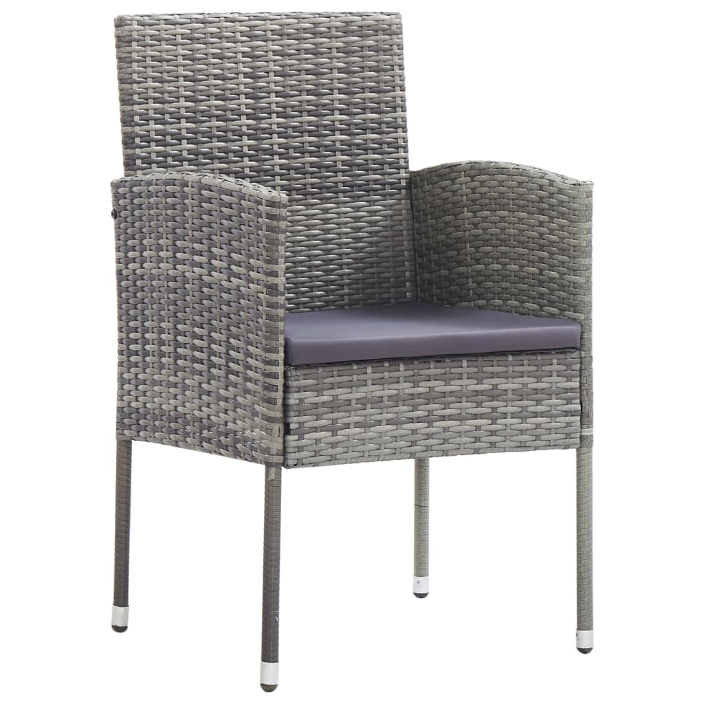Sedie Giardino con Cuscini Grigio Scuro 2 pz Grigie Polyrattan - homemem39