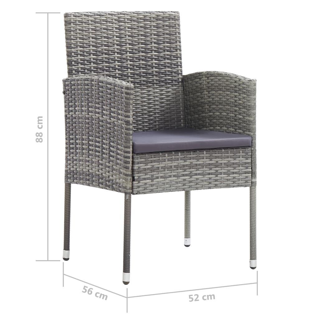 Sedie Giardino con Cuscini Grigio Scuro 2 pz Grigie Polyrattan - homemem39