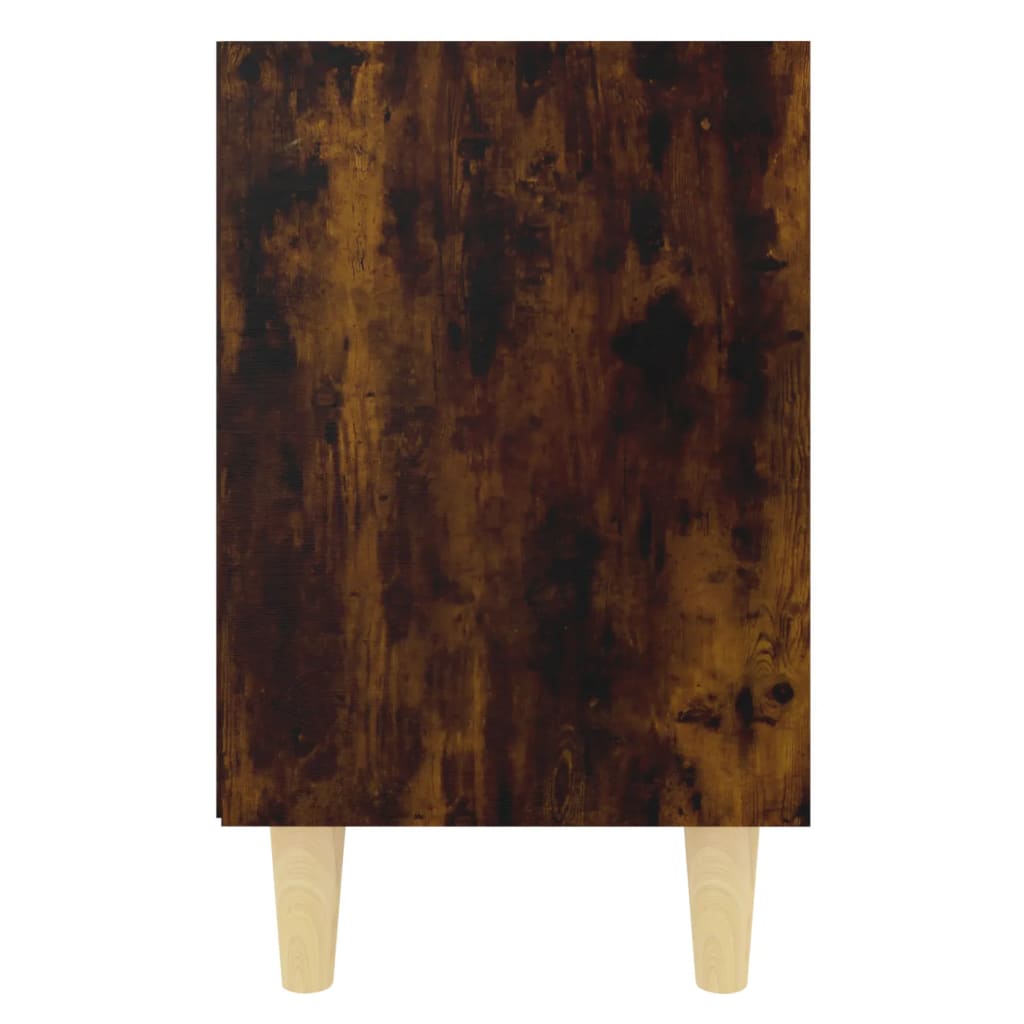 Comodini con Gambe in Legno Massello 2pz Rovere Fumo 40x30x50cm - homemem39