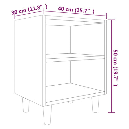 Comodini con Gambe in Legno Massello 2pz Rovere Fumo 40x30x50cm - homemem39