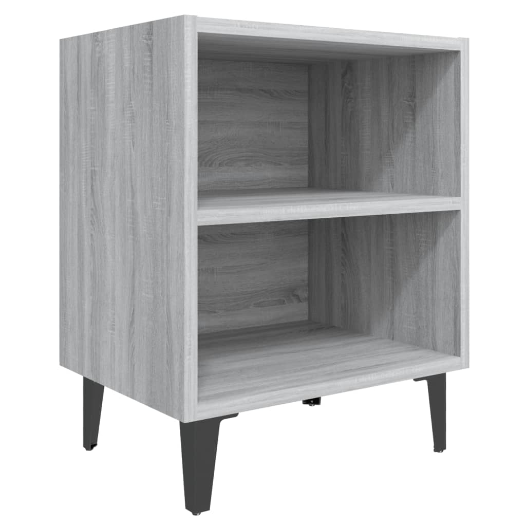 Bedside table with Sonoma Gray Metal Legs 40x30x50 cm