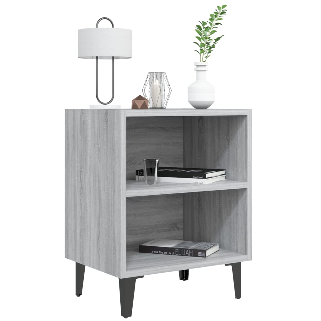 Bedside table with Sonoma Gray Metal Legs 40x30x50 cm