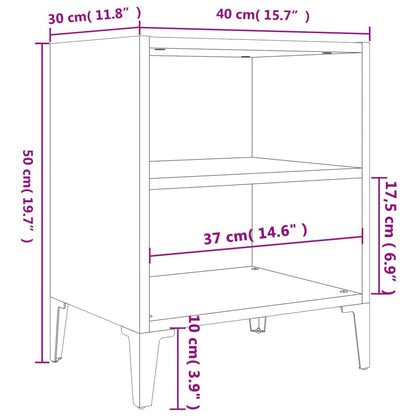 Bedside table with Sonoma Gray Metal Legs 40x30x50 cm