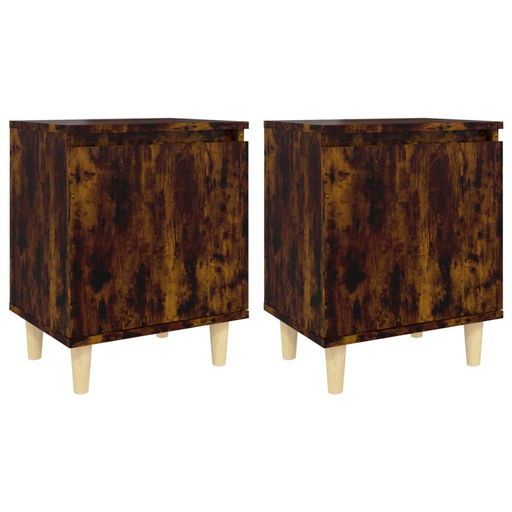 Bedside tables with solid wood legs 2pcs smoked oak 40x30x50cm