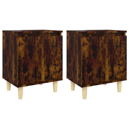 Bedside tables with solid wood legs 2pcs smoked oak 40x30x50cm