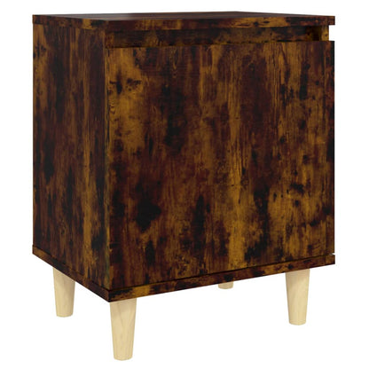 Bedside tables with solid wood legs 2pcs smoked oak 40x30x50cm