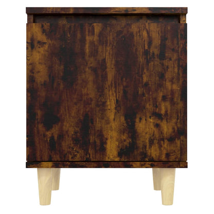 Bedside tables with solid wood legs 2pcs smoked oak 40x30x50cm