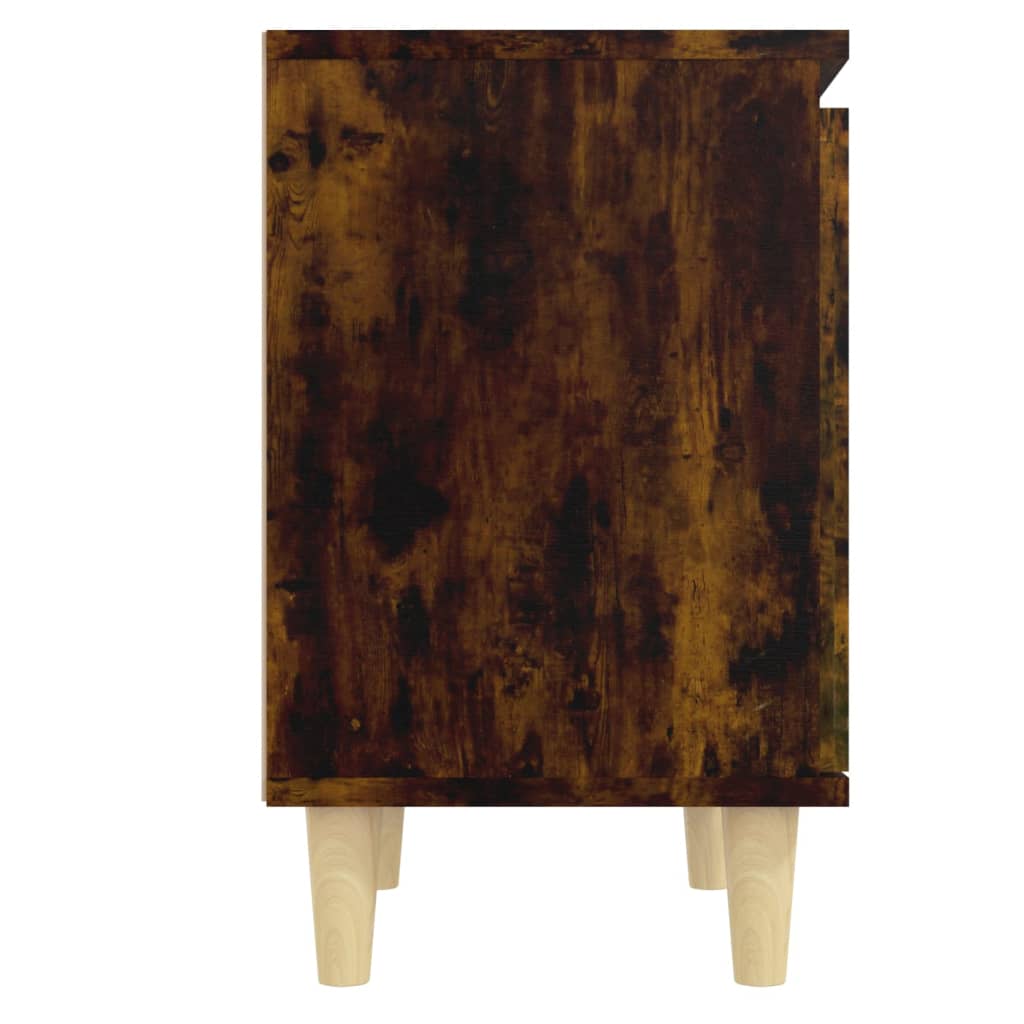 Bedside tables with solid wood legs 2pcs smoked oak 40x30x50cm