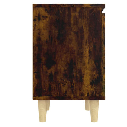 Bedside tables with solid wood legs 2pcs smoked oak 40x30x50cm
