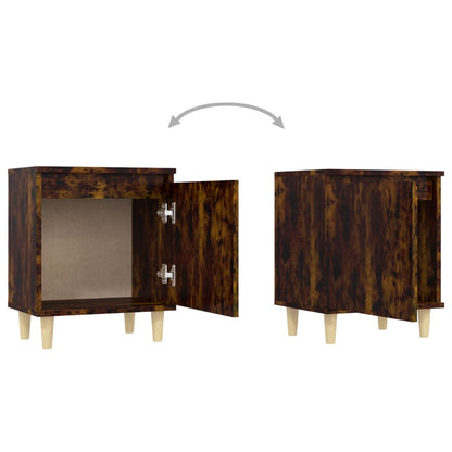 Bedside tables with solid wood legs 2pcs smoked oak 40x30x50cm