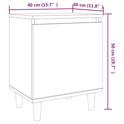 Bedside tables with solid wood legs 2pcs smoked oak 40x30x50cm