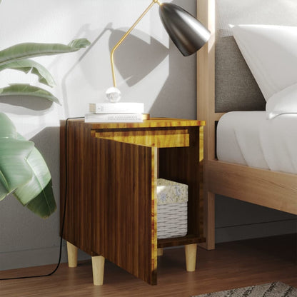 Bedside tables with solid wood legs 2 pcs Brown Oak 40x30x50cm