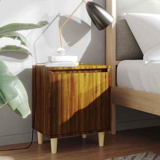 Comodini Gambe in Legno Massello 2 pz Rovere Marrone 40x30x50cm - homemem39